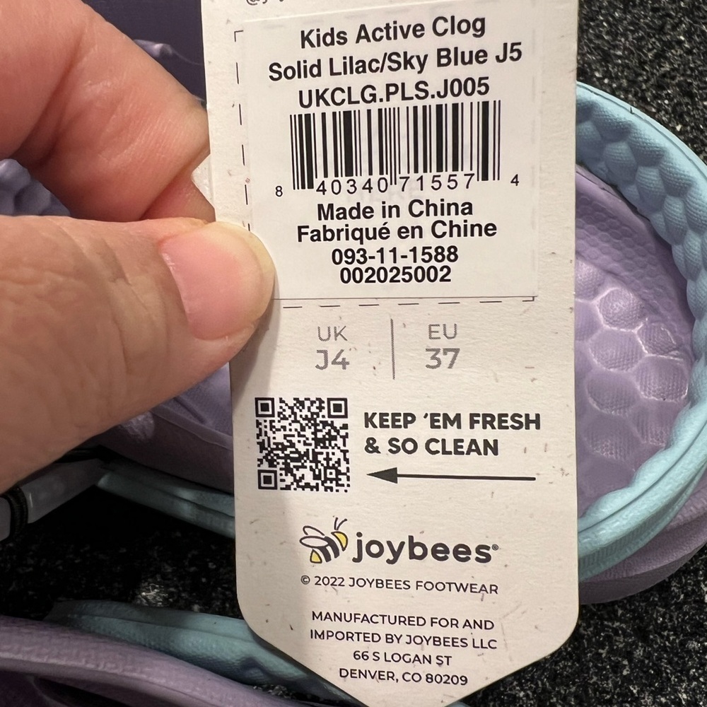 NWT Joybees Kids Active Clog Solid Lilac/Sky Blue Size 5 - Picture 12 of 14